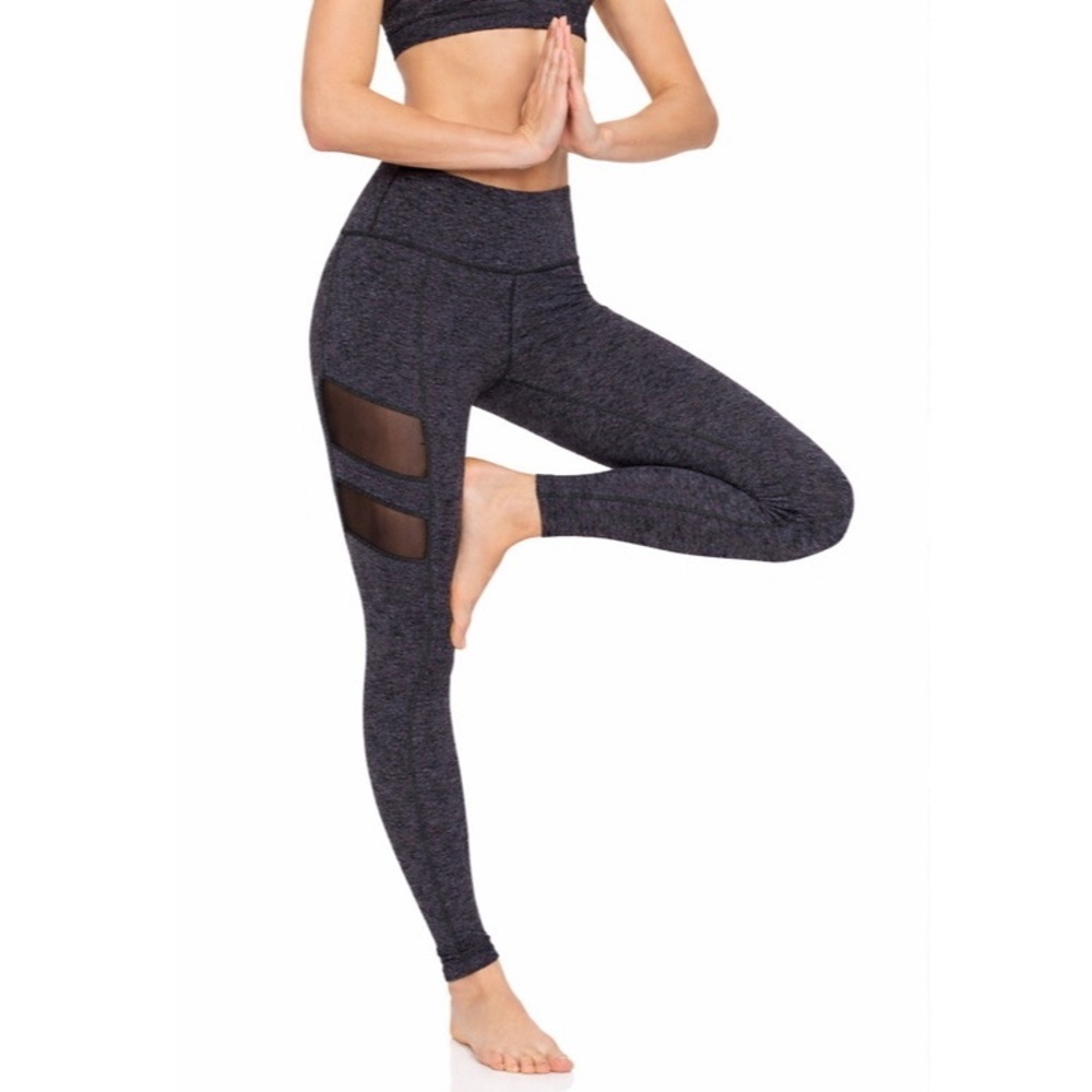 BEYONDโ YOGA Space dye High Waist Striped Mesh Long Legging